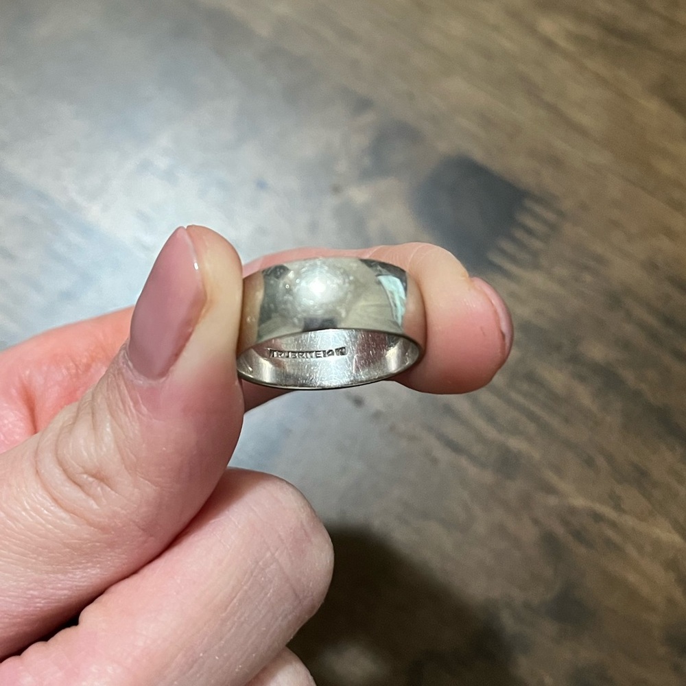 SOLD.14k white gold cigar band ring size 8.5 Final price reduction!!